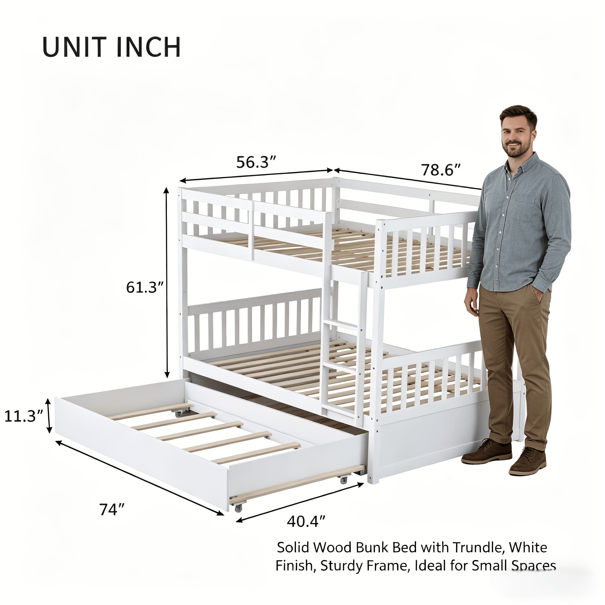 BELLEMAVE 2-in-1 Twin Size Low-Profile House Bunk Bed Frame with Roof, Slide & Ladder, Noise-Reduced Heavy-Duty Bunk Bed, No Box Spring Required, Modern Bedroom Furniture for Small Apartments, White