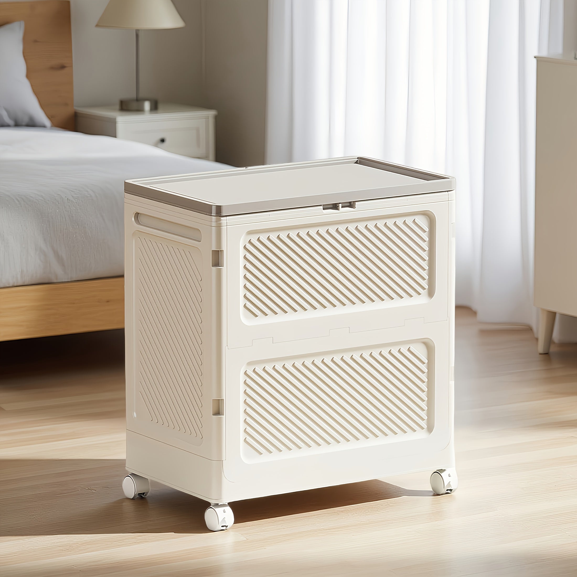 Clothes Storage Cabinet, Household Foldable Large-capacity Clothes Storage Box, Flip-top Bedside Storage Cabinet, Suitable For Quilts, Clothes, Shoes, Home Storage