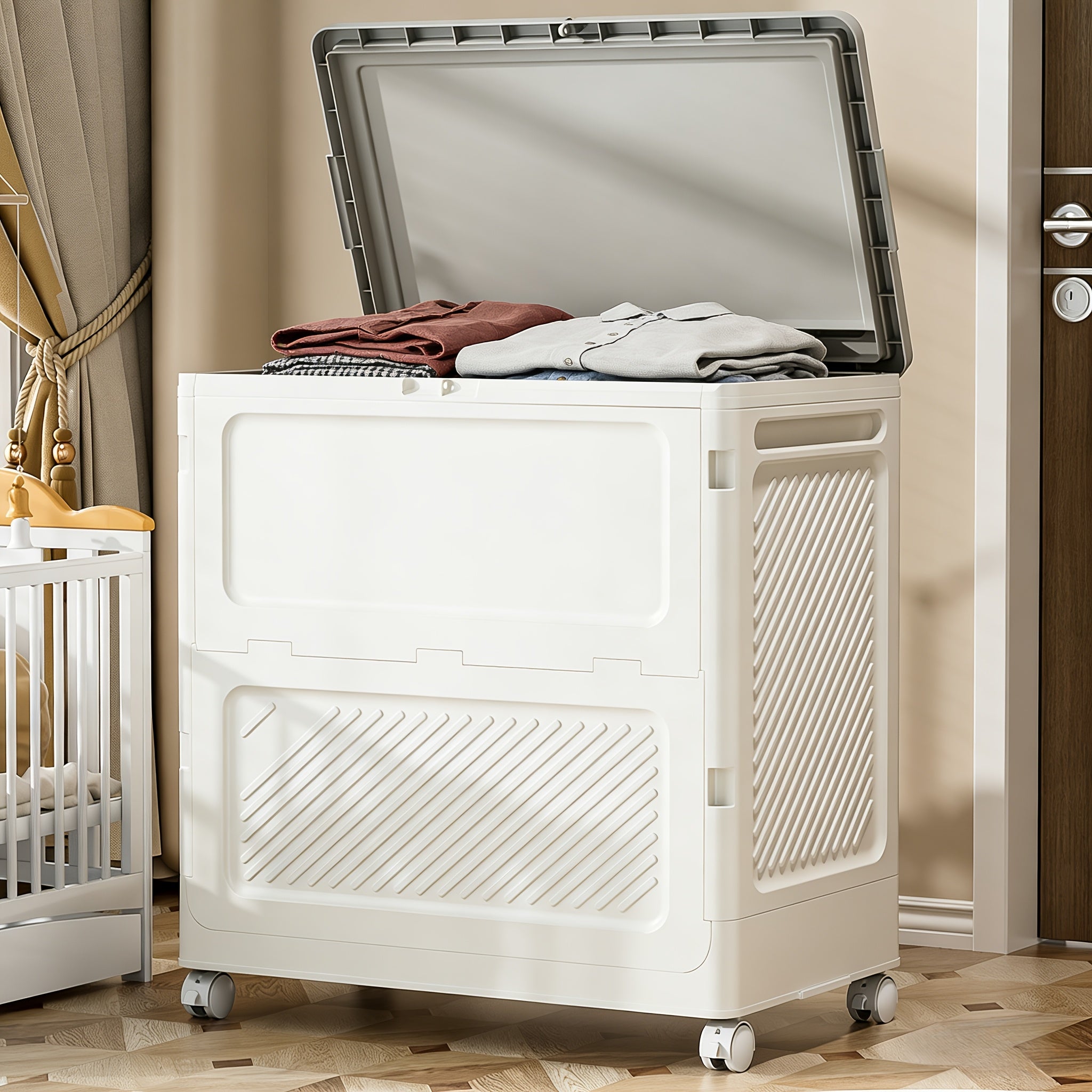 Clothes Storage Cabinet, Household Foldable Large-capacity Clothes Storage Box, Flip-top Bedside Storage Cabinet, Suitable For Quilts, Clothes, Shoes, Home Storage