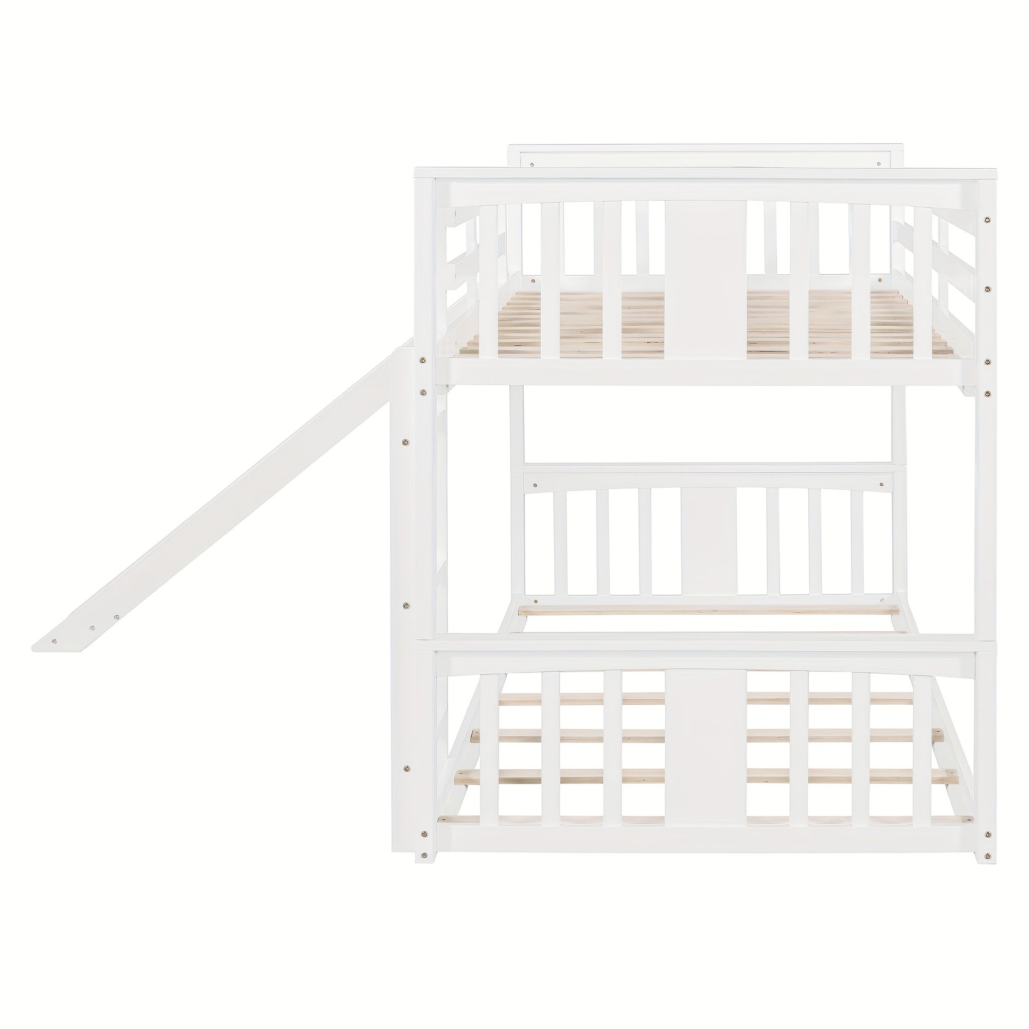 Twin\u002FTwin Bunk Bed with Slide & Ladder - Space-Saving Youngsters Bed with Solid Pine Wood Frame, Full-Length Guardrails, Twin Over Twin Loft Bed Suitable for Shared Bedrooms, Sleepovers & Small Spaces