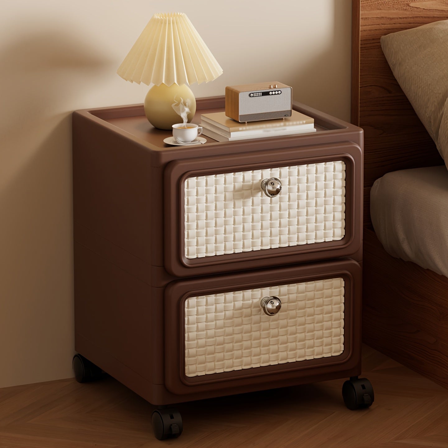 A Storage Cabinet Made of One-Piece Plastic. It Is Versatile, Features a Modern Minimalist Design, And Is Easy to Move. Ideal for Use in The Living Room, Kitchen, Bathroom, And Bedroom. Color: Brown, Storage Drawer Units