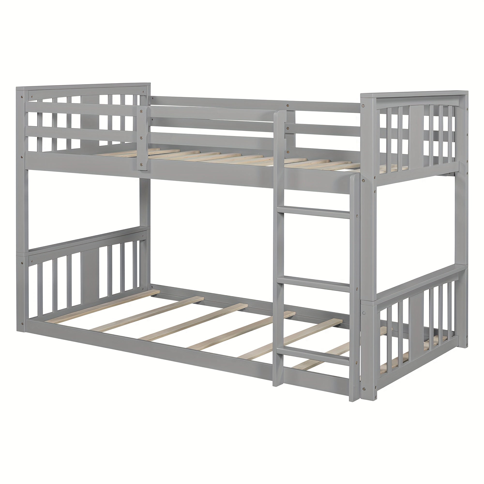 Twin\u002FTwin Bunk Bed with Slide & Ladder - Space-Saving Youngsters Bed with Solid Pine Wood Frame, Full-Length Guardrails, Twin Over Twin Loft Bed Suitable for Shared Bedrooms, Sleepovers & Small Spaces