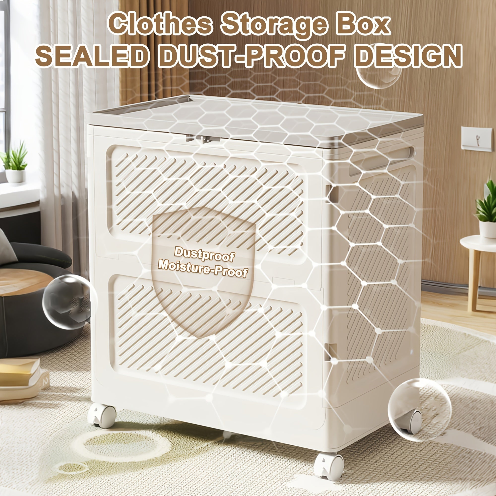 Clothes Storage Cabinet, Household Foldable Large-capacity Clothes Storage Box, Flip-top Bedside Storage Cabinet, Suitable For Quilts, Clothes, Shoes, Home Storage