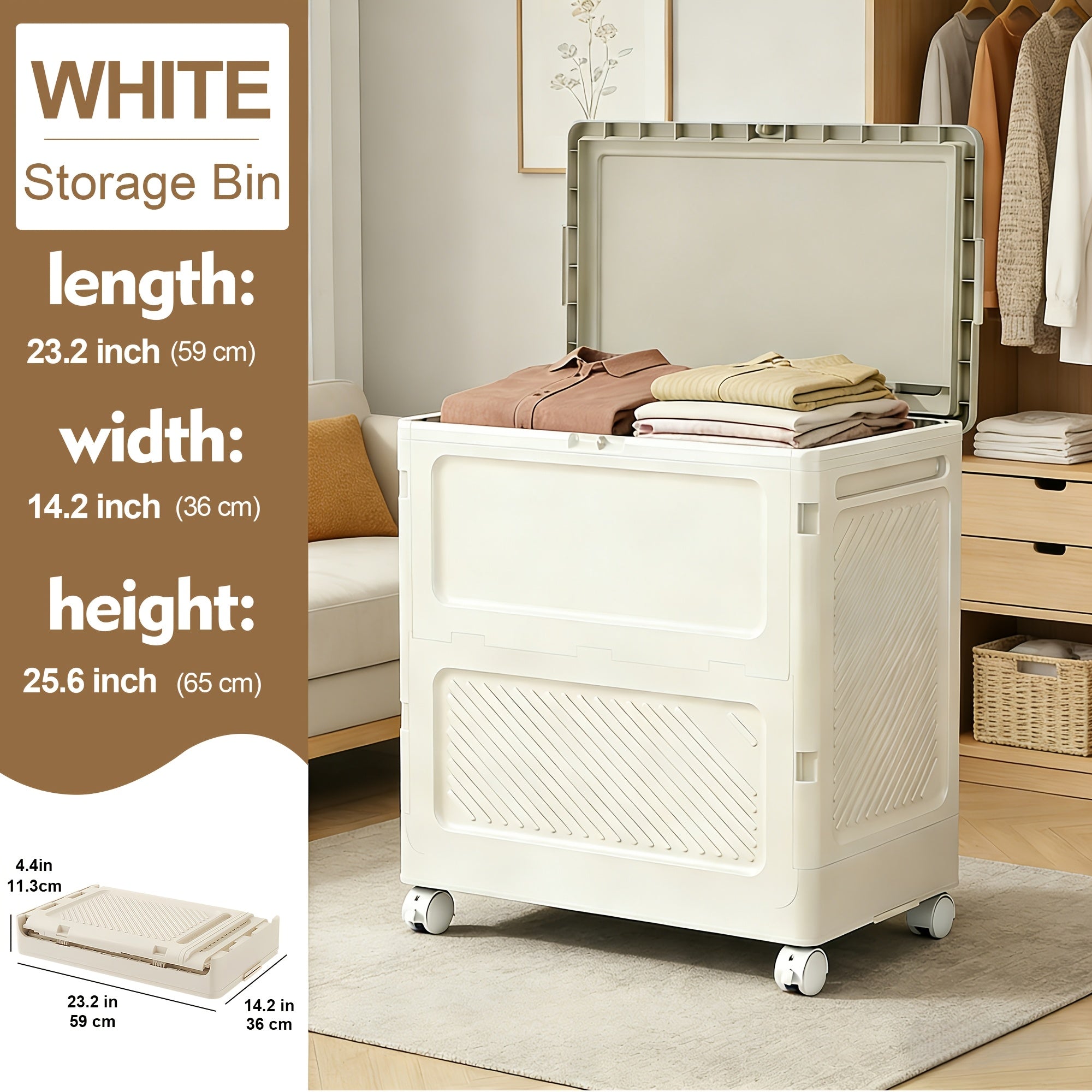 Clothes Storage Cabinet, Household Foldable Large-capacity Clothes Storage Box, Flip-top Bedside Storage Cabinet, Suitable For Quilts, Clothes, Shoes, Home Storage