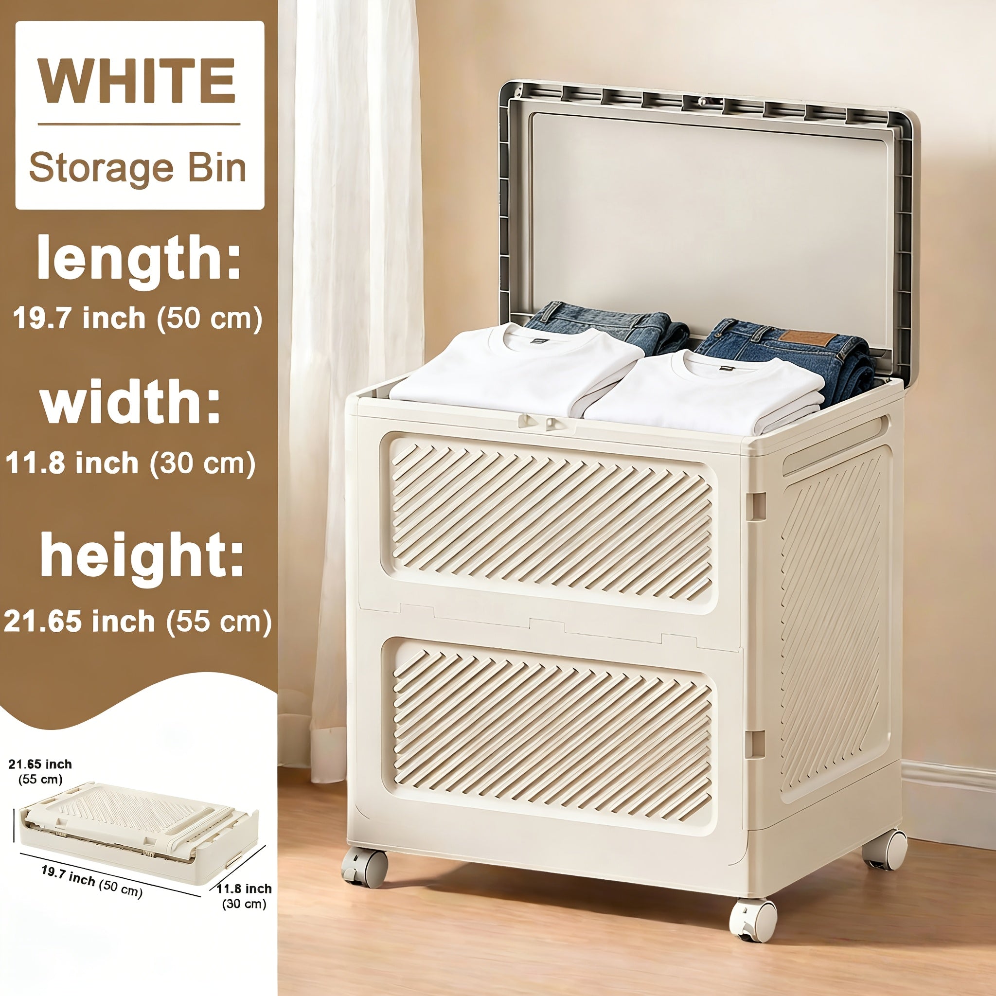 Clothes Storage Cabinet, Household Foldable Large-capacity Clothes Storage Box, Flip-top Bedside Storage Cabinet, Suitable For Quilts, Clothes, Shoes, Home Storage
