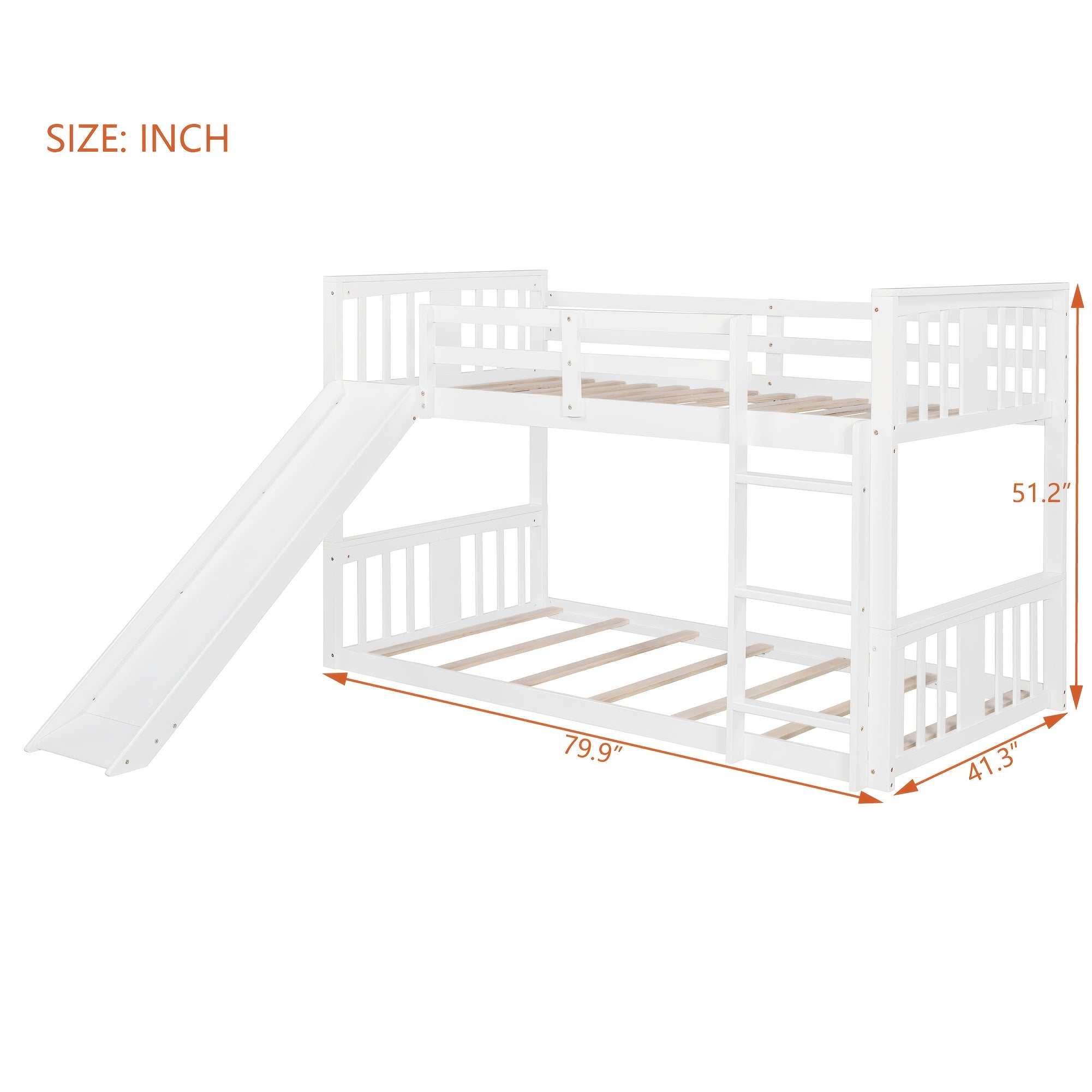 Twin\u002FTwin Bunk Bed with Slide & Ladder - Space-Saving Youngsters Bed with Solid Pine Wood Frame, Full-Length Guardrails, Twin Over Twin Loft Bed Suitable for Shared Bedrooms, Sleepovers & Small Spaces