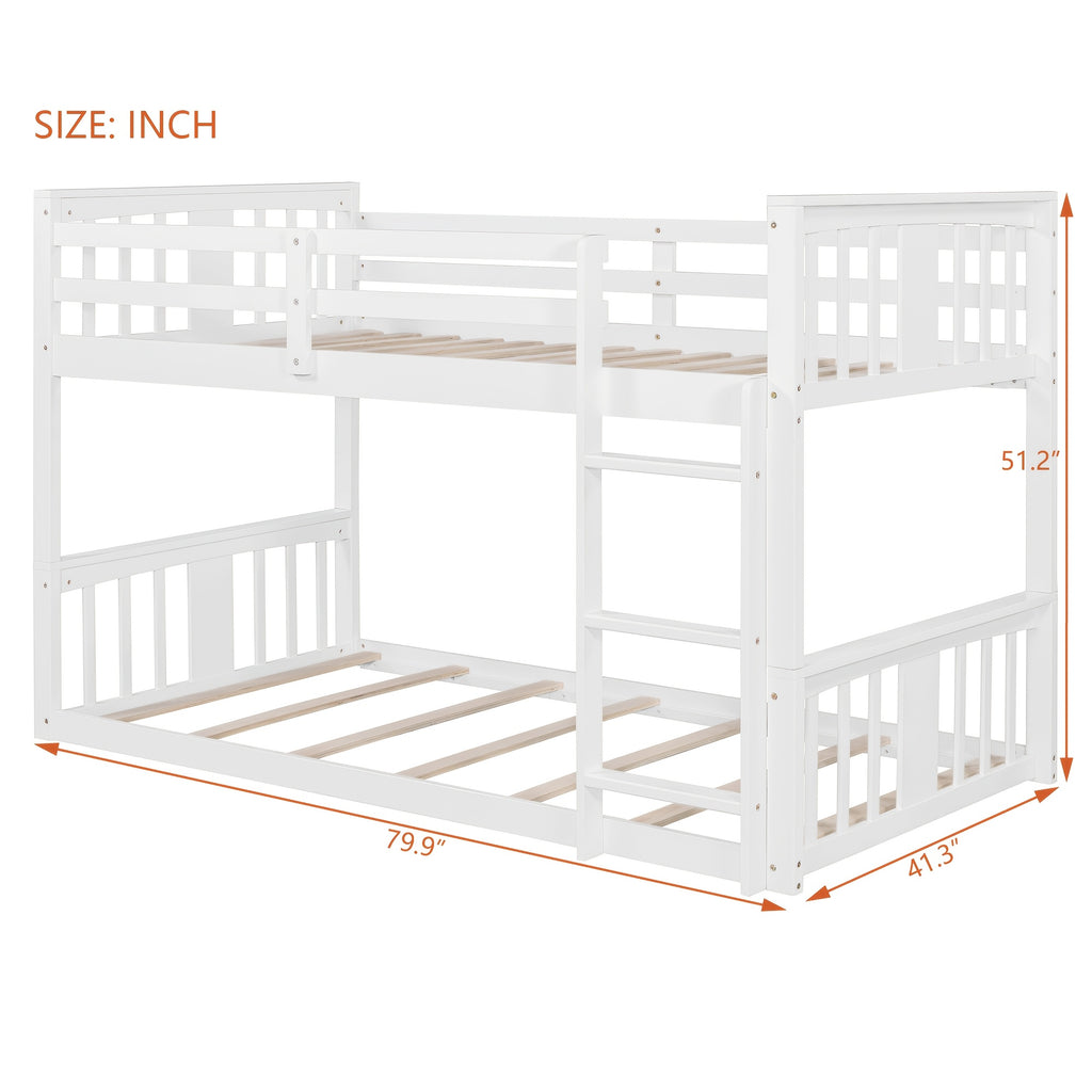Twin\u002FTwin Bunk Bed with Slide & Ladder - Space-Saving Youngsters Bed with Solid Pine Wood Frame, Full-Length Guardrails, Twin Over Twin Loft Bed Suitable for Shared Bedrooms, Sleepovers & Small Spaces